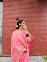 Chanderi Saree Pastel Pink