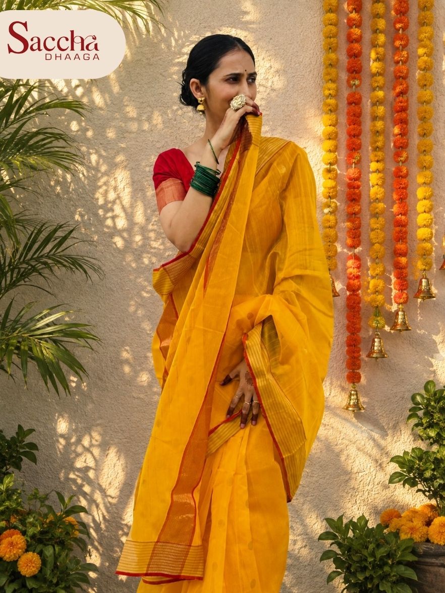 Chanderi Saree Yellow