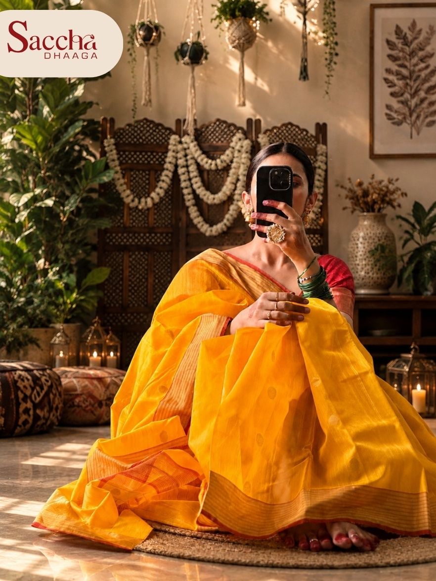 Chanderi Saree Yellow