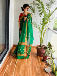 Chanderi Saree Green