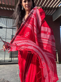Cotton Bhujodi Saree Red