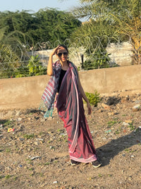 Cotton Bhujodi Saree Magenta