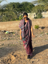 Cotton Bhujodi Saree Magenta