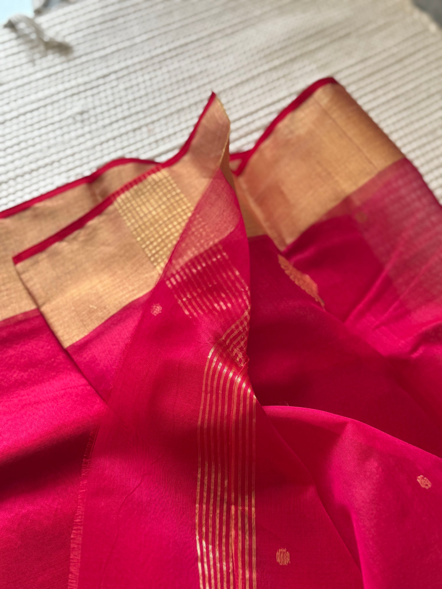Handloom Chanderi cotton silk saree GULABI