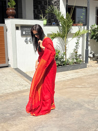 Linen Saree Red
