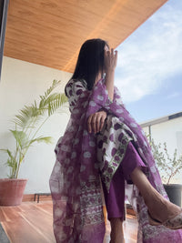 Marigold print cotton kurta set