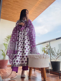 Marigold print cotton kurta set