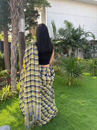 Linen Saree Green Blue