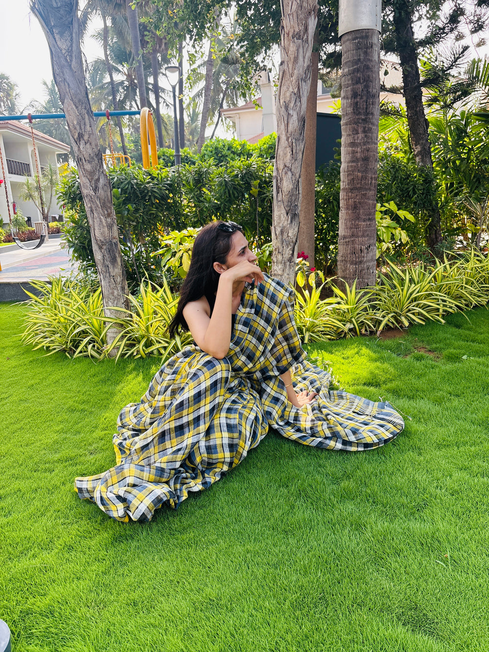 Linen Saree Green Blue