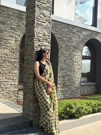 Linen Saree Green Blue
