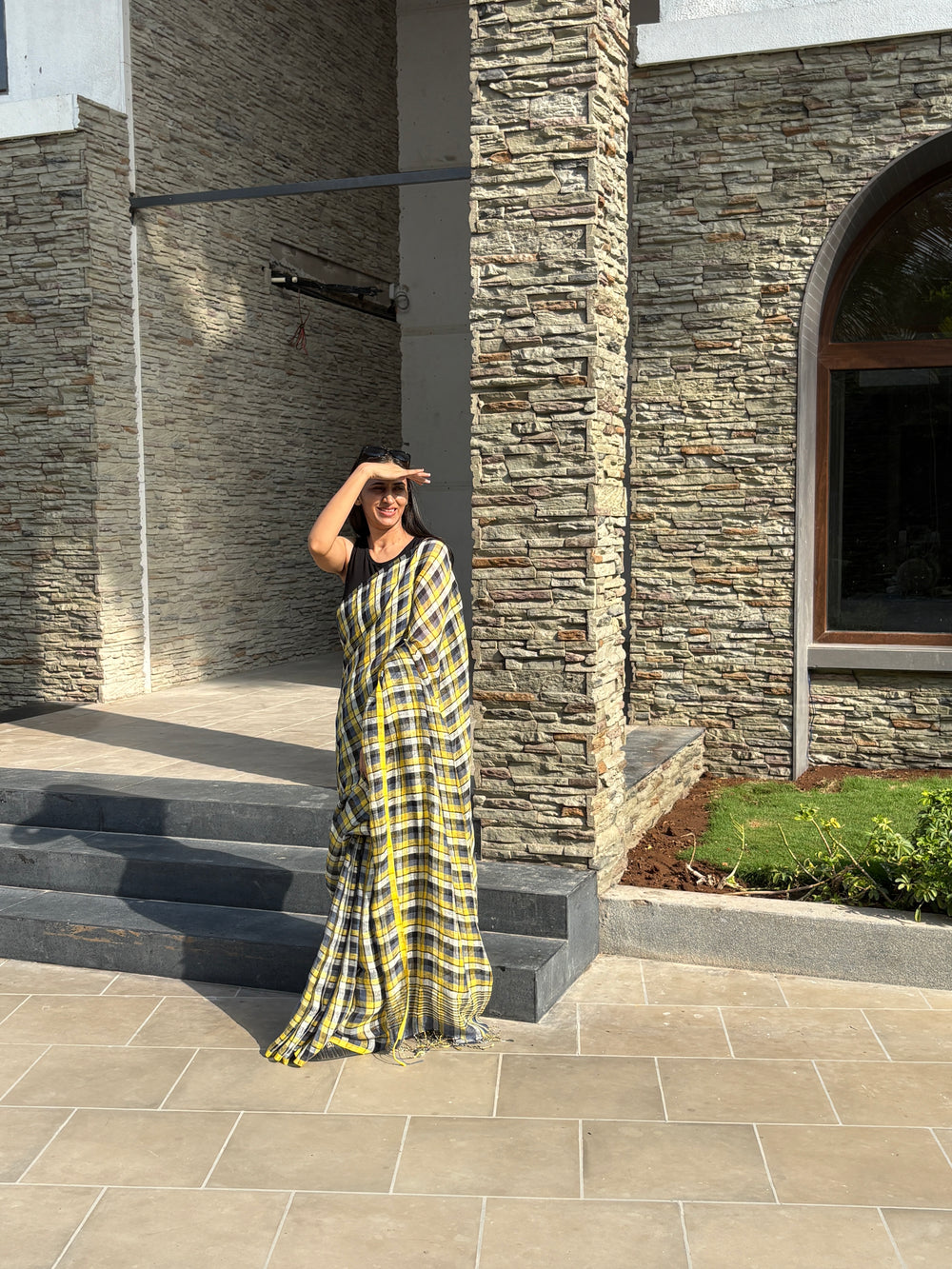 Linen Saree Green Blue