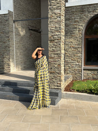 Linen Saree Green Blue
