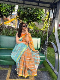 Linen Saree Light Orange