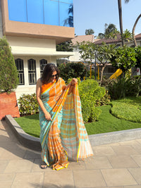Linen Saree Light Orange