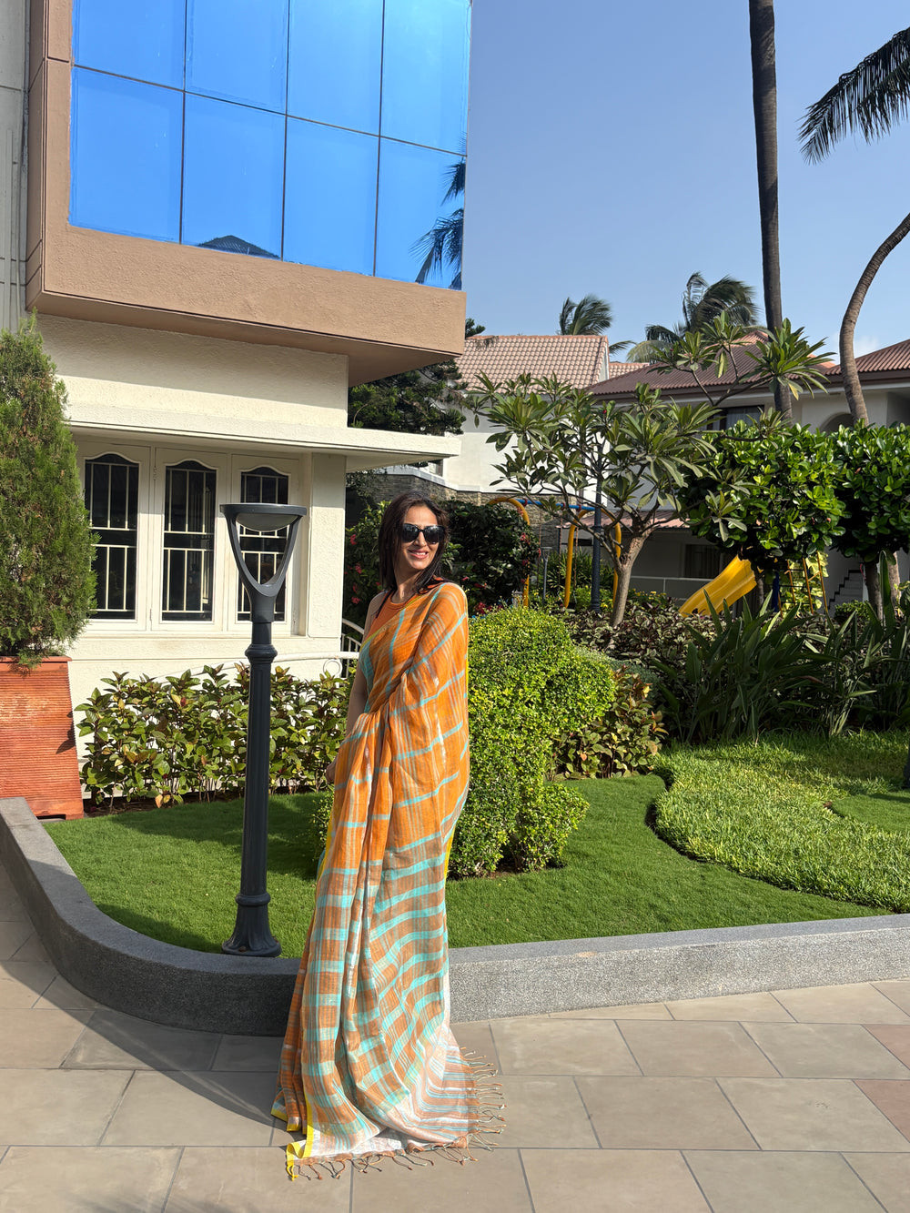 Linen Saree Light Orange