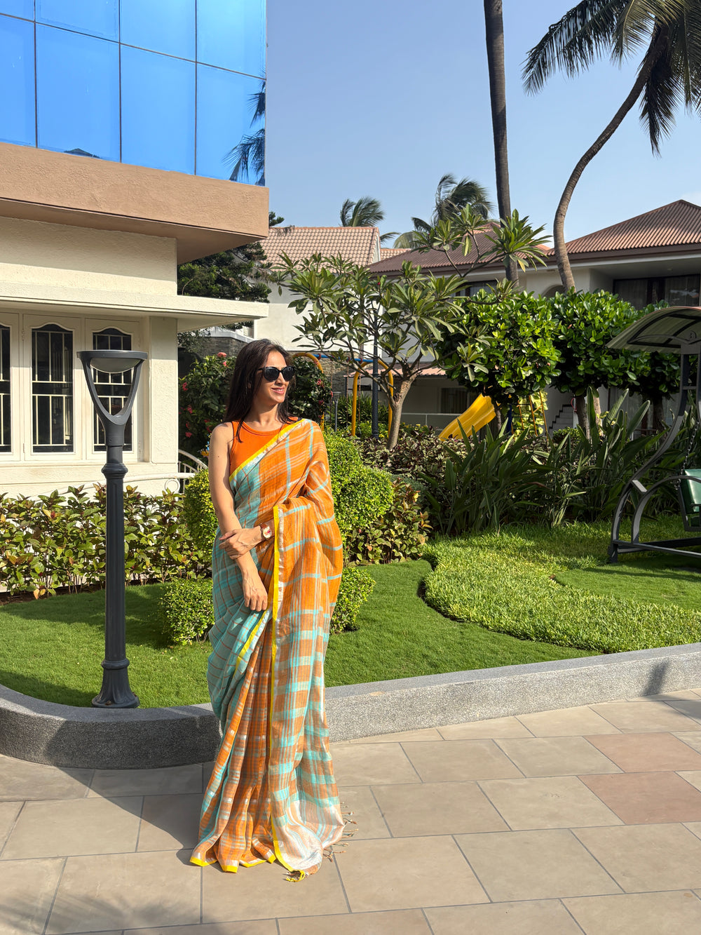 Linen Saree Light Orange
