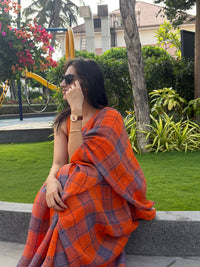 Linen Saree Orange