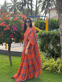 Linen Saree Orange