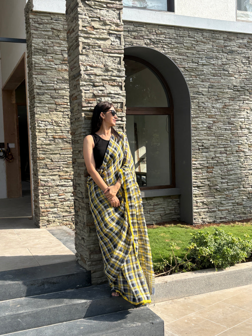 Linen Saree Green Blue