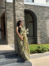 Linen Saree Green Blue