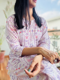 MUL COTTON CO-ORD SET ( purple shades)
