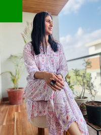 MUL COTTON CO-ORD SET ( purple shades)