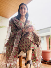 Angoor butti handblock printed kota Doria kurta set