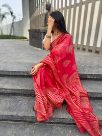 Pretty Red cotton silk saree
