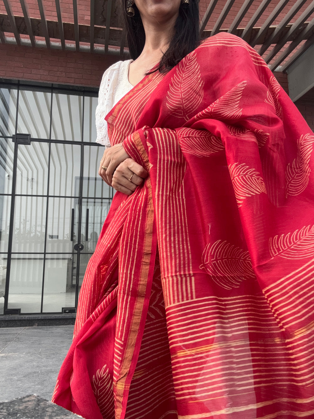 Pretty Red cotton silk saree