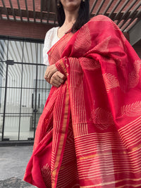 Pretty Red cotton silk saree