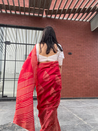 Pretty Red cotton silk saree