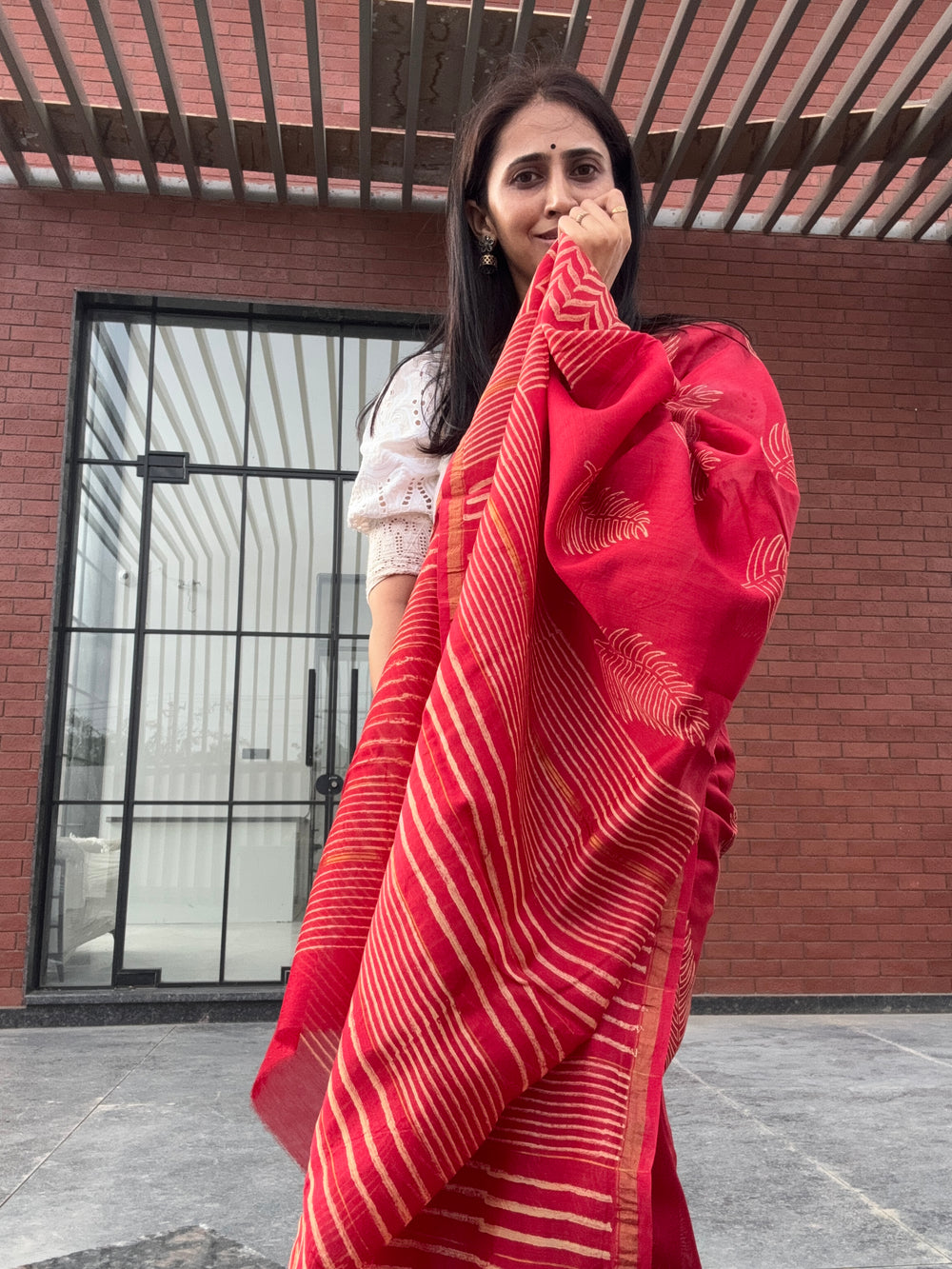 Pretty Red cotton silk saree