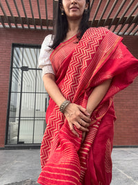 Pretty Red cotton silk saree