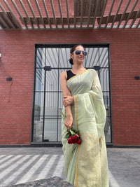 Linen Saree Green