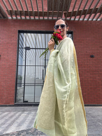 Linen Saree Green