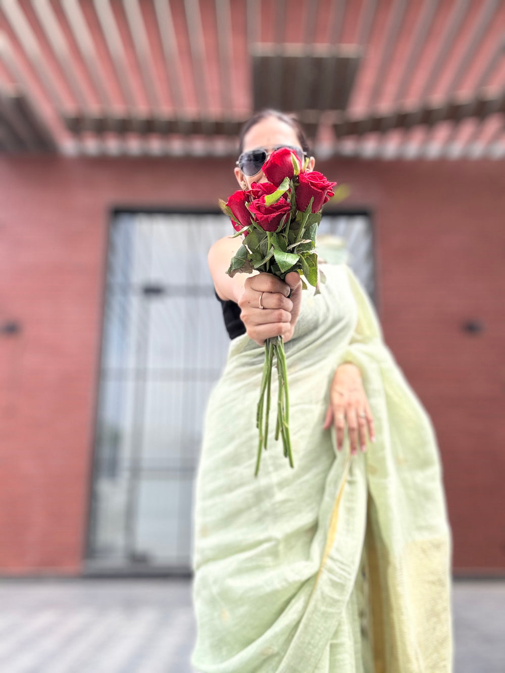 Linen Saree Green