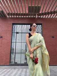 Linen Saree Green
