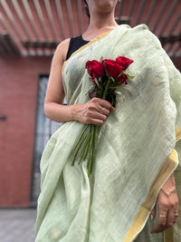 Linen Saree Green