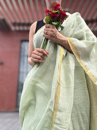 Linen Saree Green