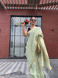 Linen Saree Green