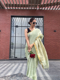 Linen Saree Green
