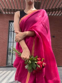 Linen Saree Red