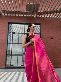 Linen Saree Red