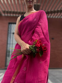 Linen Saree Red