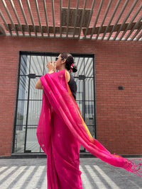 Linen Saree Red