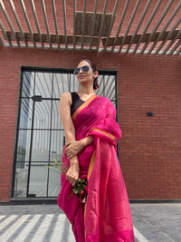 Linen Saree Red