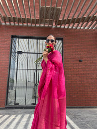 Linen Saree Red